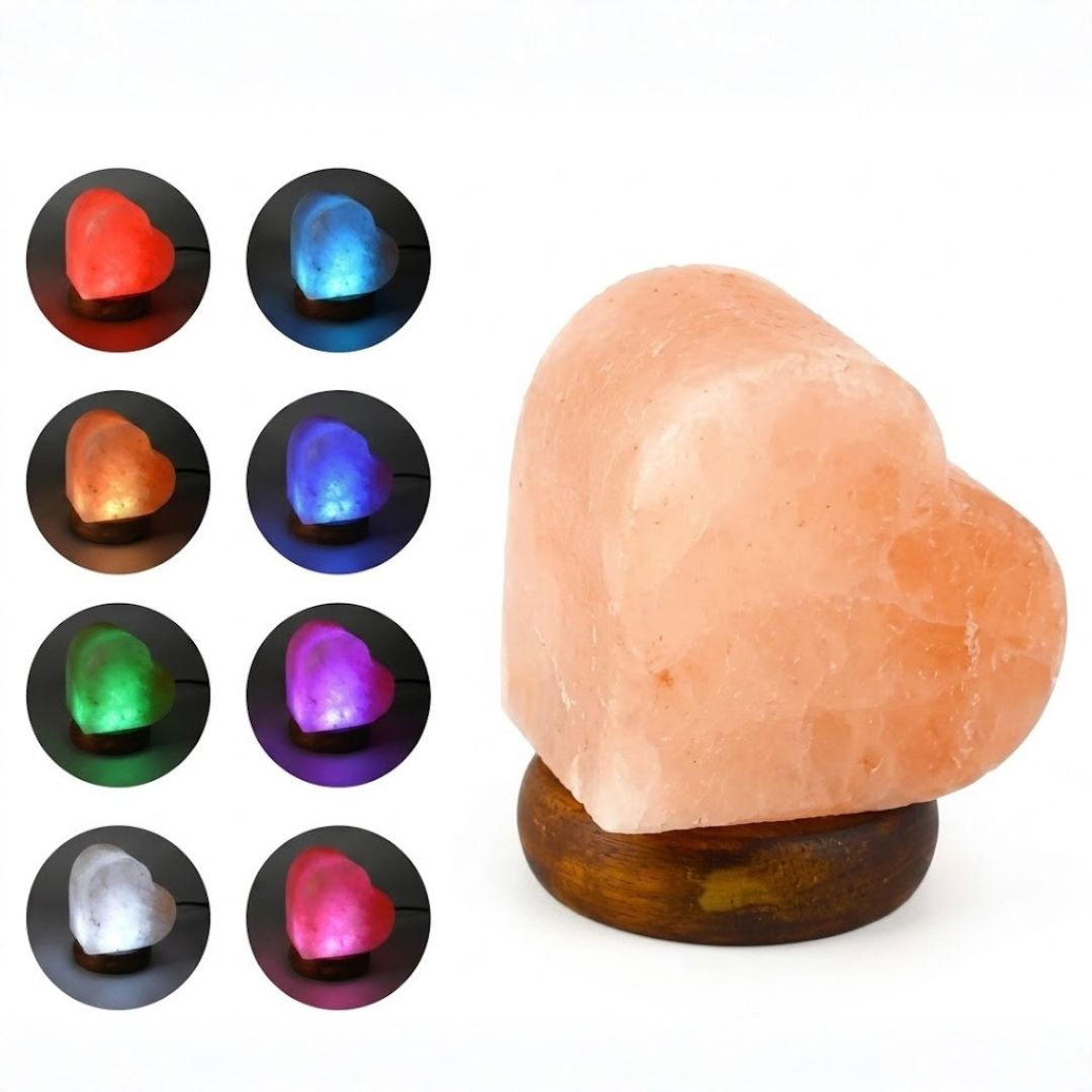 Heart Shape USB Himalayan Salt Lamp – Multi Color Changing Night Light for Home Decor