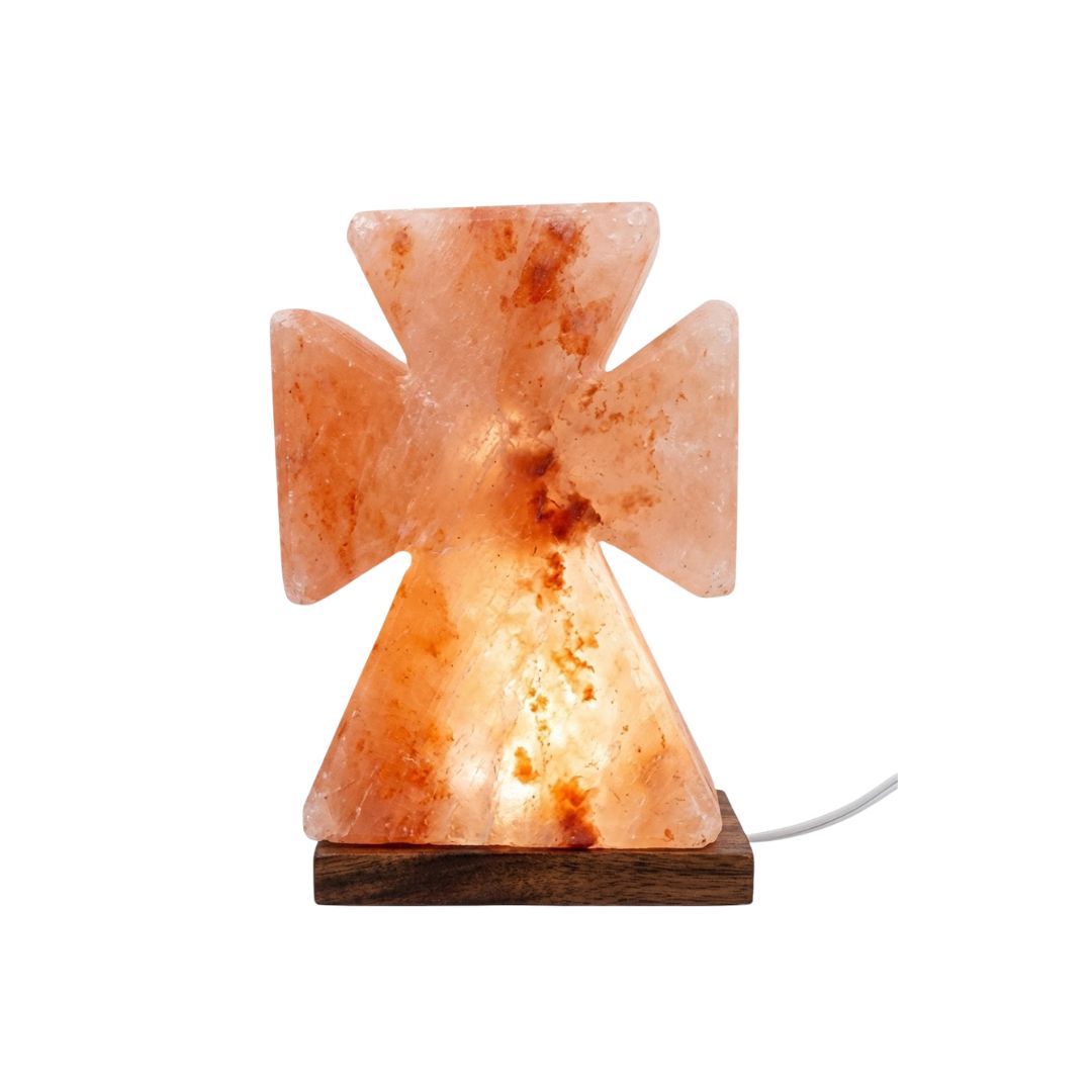 cross shape Himalayan salt lamp glowing 7 colors