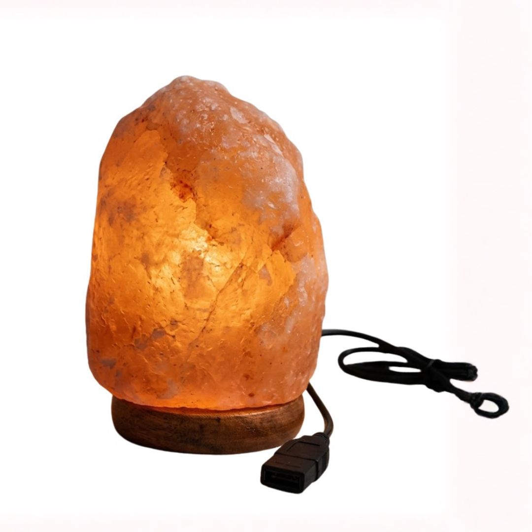 USB Himalayan salt lamp glowing 7 colors
