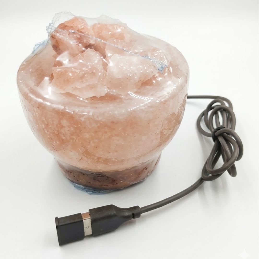 7 Color Changing USB Fire Bowl Himalayan Salt Lamp – Natural Crystal Night Light for Home Decor