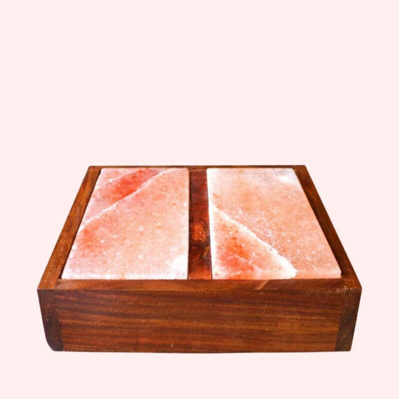 Himalayan Salt Feet Detox Set with Wooden Case Natural Spa Foot Therapy Kit