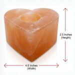 Natural heart shape Himalayan salt candle holder with amber glow