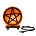 pentagram star Himalayan pink salt lamp glowing