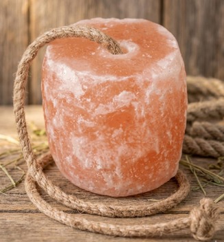 Himalayan Salt Lick Block on Rope for Horses