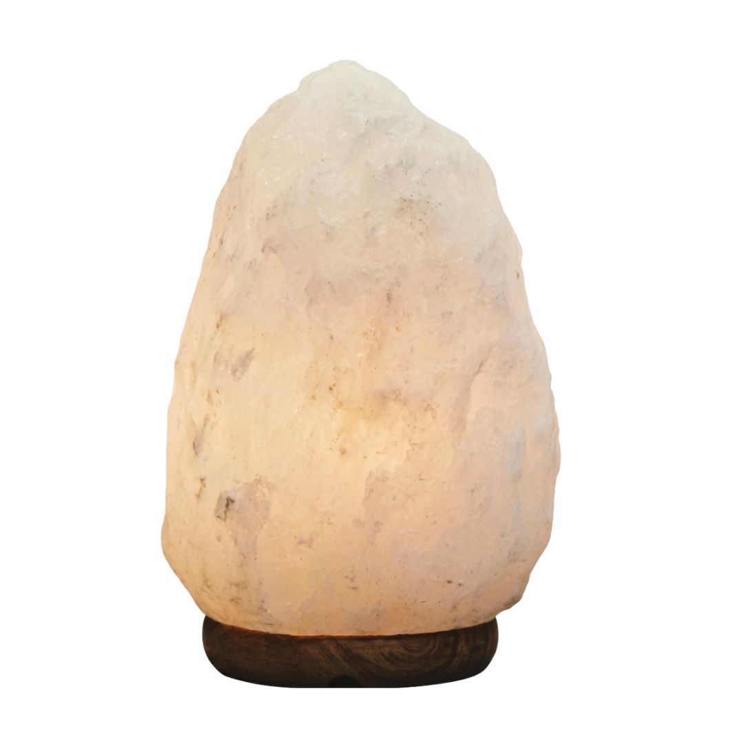 White Natural Himalayan Salt Lamp 2.5–3 KG – Handcrafted Crystal Lamp for Relaxing Home Décor & Better Sleep